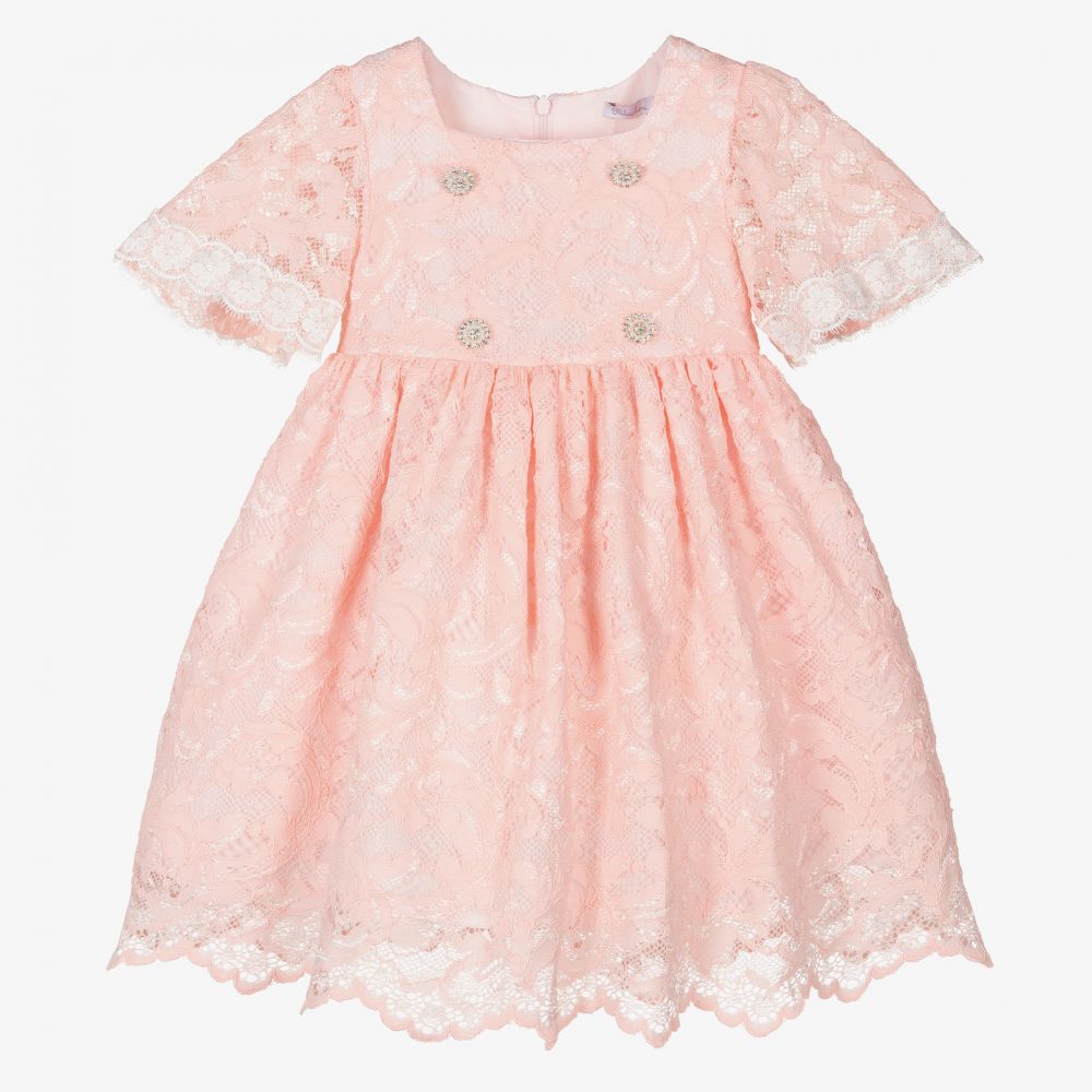 Patachou - Girls Pink Lace Dress  | Childrensalon