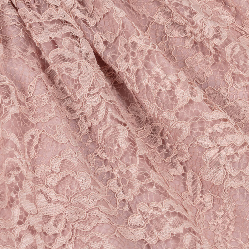 Patachou-Girls Pink Lace Dress with Chiffon Bow & Diamanté Detail | Childrensalon Outlet