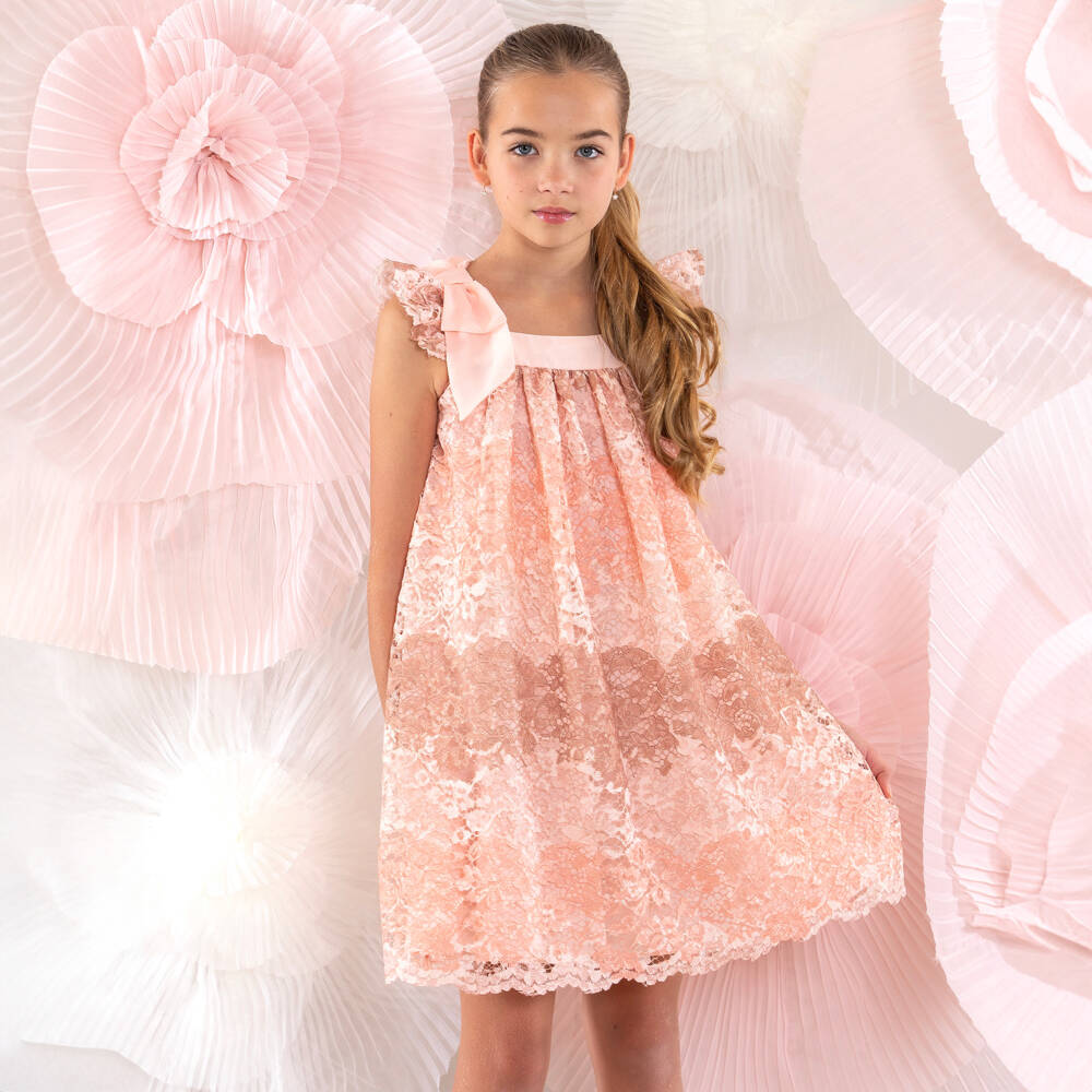 Patachou-Платье Розовое Кружевное Цветочное Очарование для девочек | Childrensalon Outlet