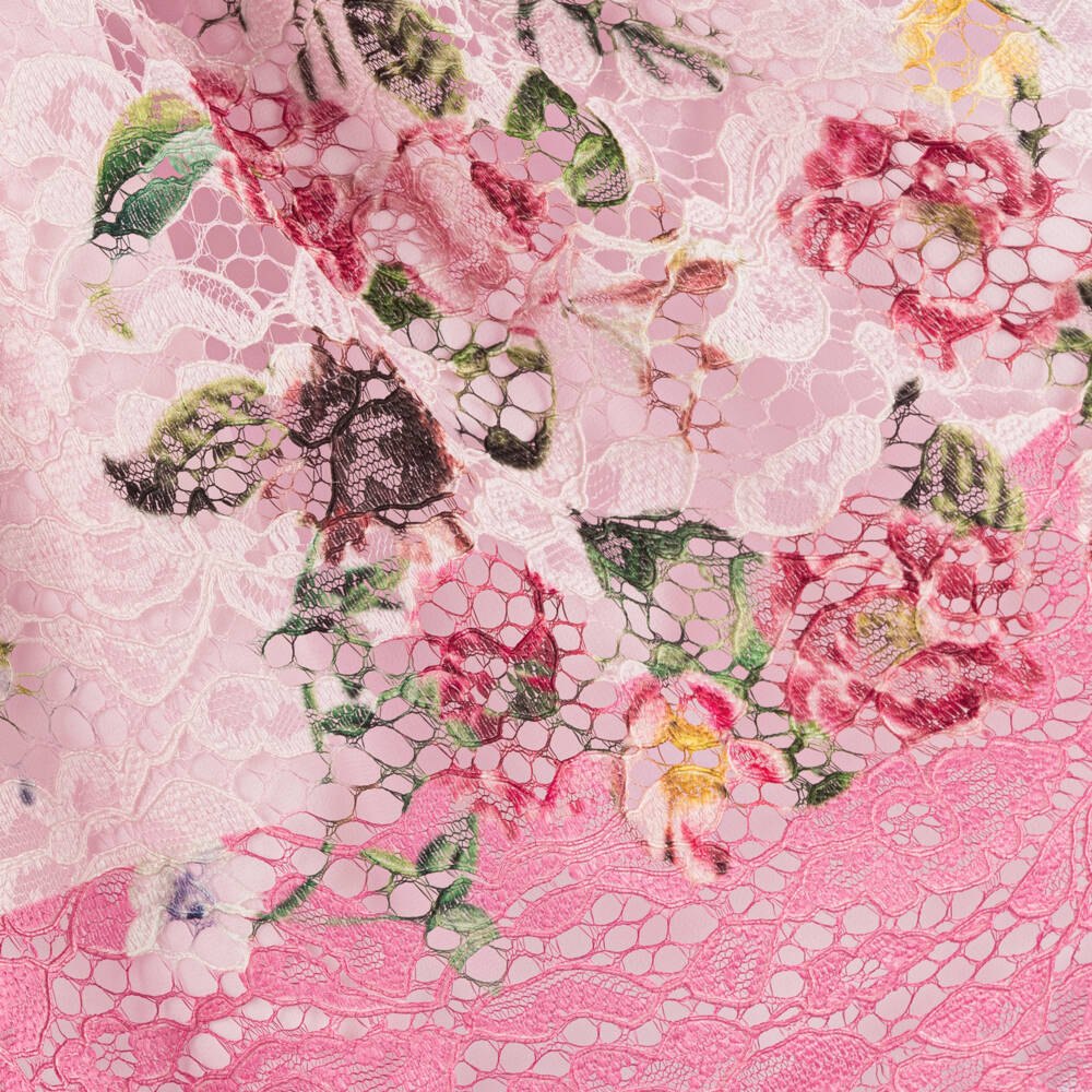 Robe Fille Peaches 'n Cream – Taille 7, Rose, Dentelle Et Fleurs, Occasion Très Bon état