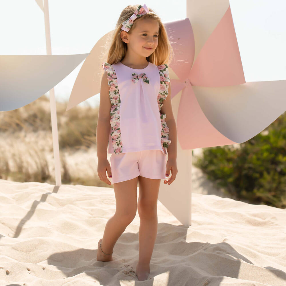 Patachou-طقم شورت قطن لون عاجي فاتح للبنات | Childrensalon Outlet