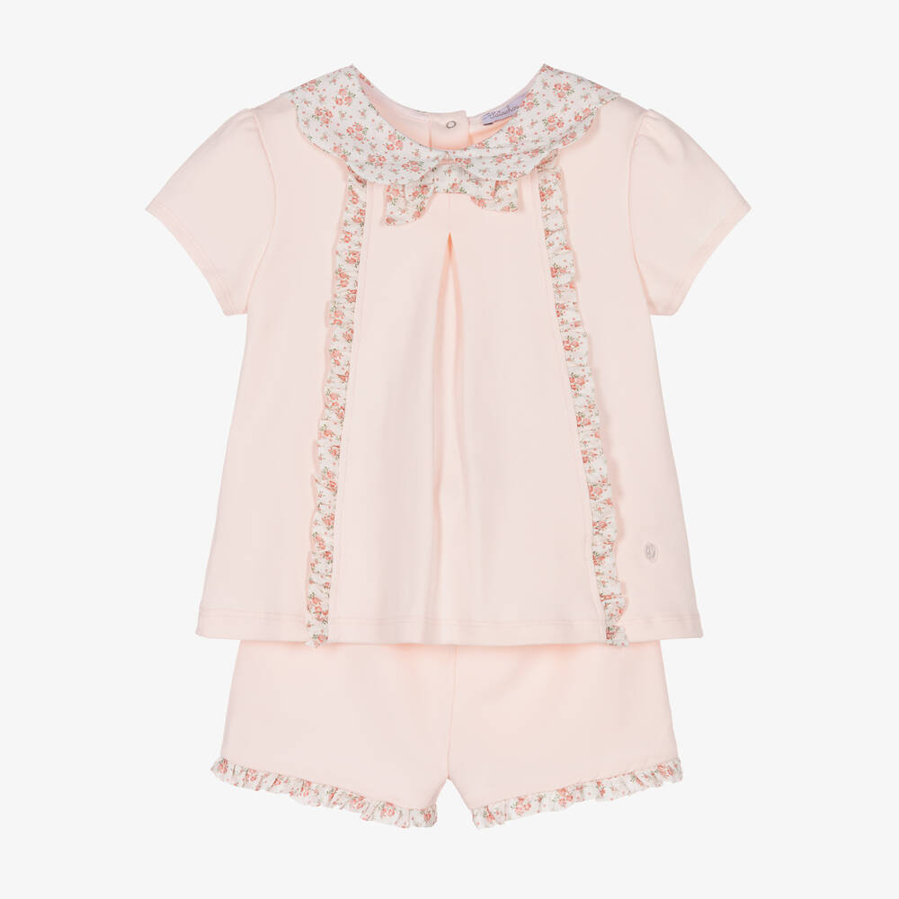 Patachou - Girls Pink Liberty Ruffle Shorts Set | Childrensalon