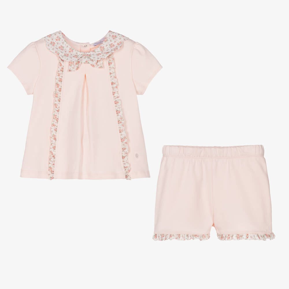 Patachou-Girls Pink Liberty Ruffle Shorts Set | Childrensalon Outlet
