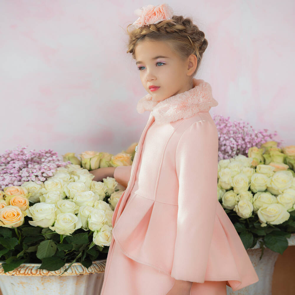 Patachou Girls Pink Peplum Coat