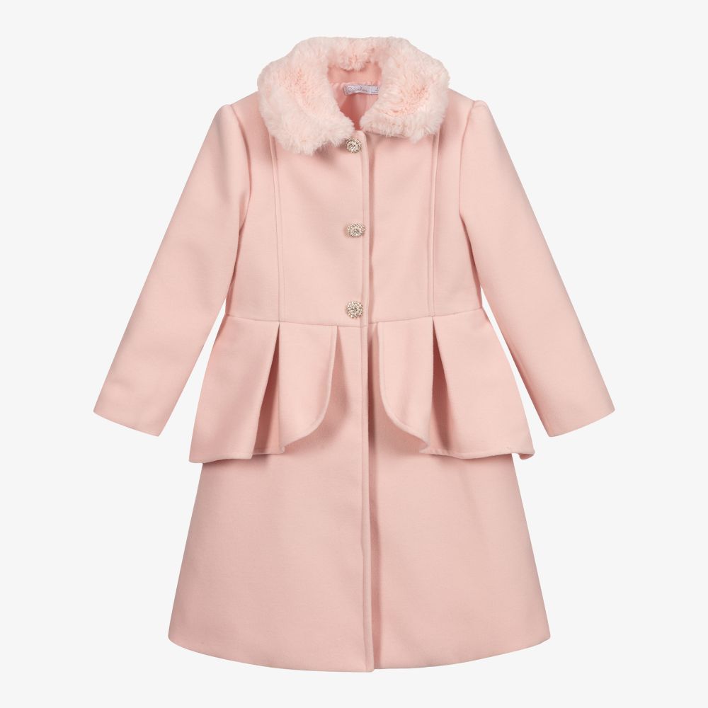 Patachou - Girls Pink Peplum Coat | Childrensalon