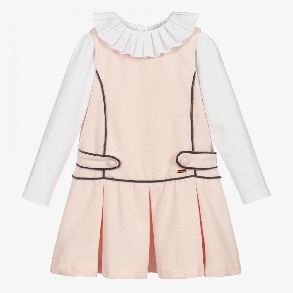 Patachou - Girls Pink Pinafore Dress Set | Childrensalon