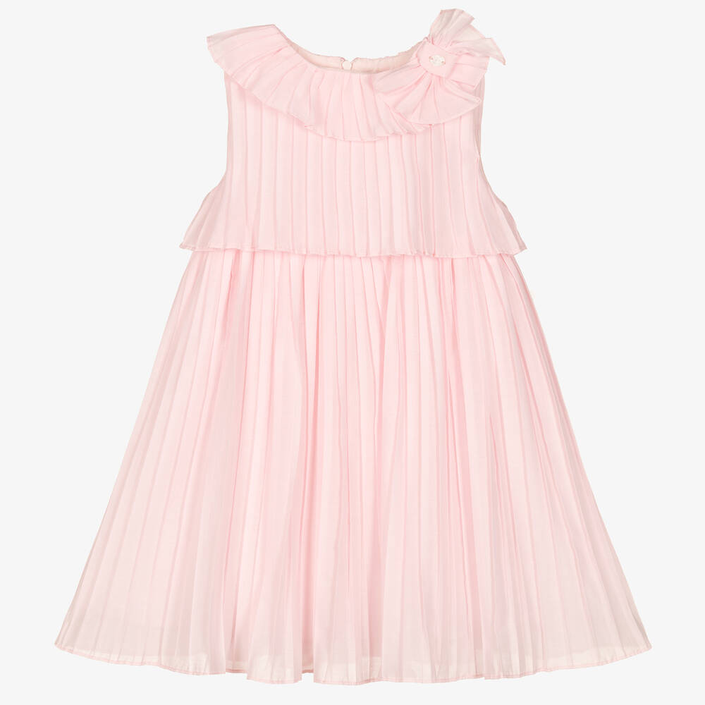 Patachou-Girls Pink Pleated Cotton Dress | Childrensalon Outlet