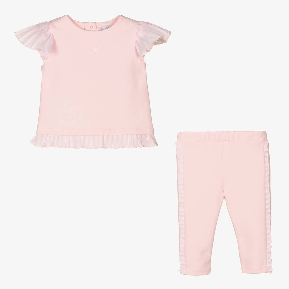 Patachou-Розовый топ с плиссировкой и брюки из хлопка | Childrensalon Outlet