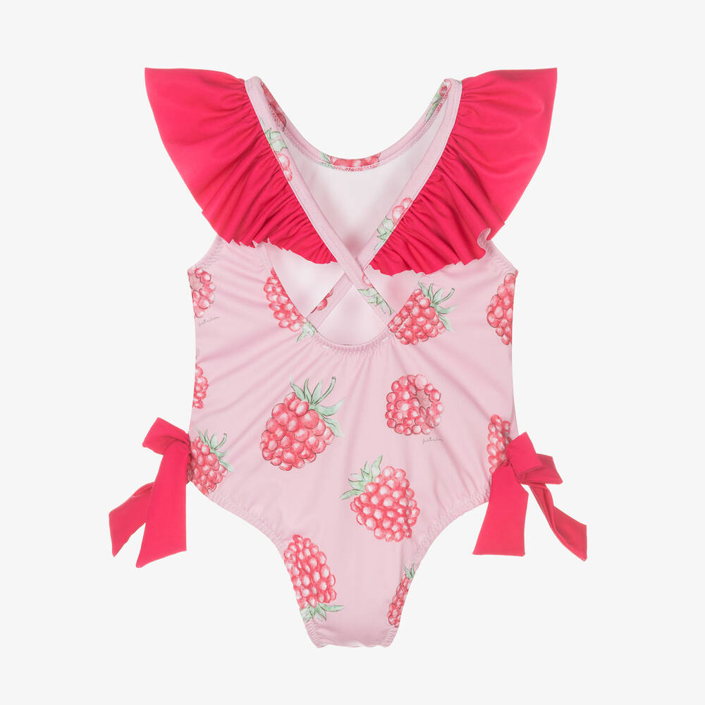 Patachou-Girls Pink Raspberry Print Swimsuit | Childrensalon Outlet