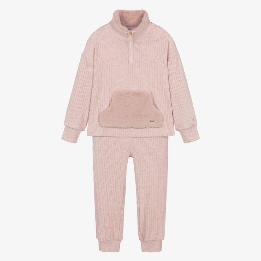 Patachou-Уютный розовый вязаный спортивный костюм для девочек | Childrensalon Outlet