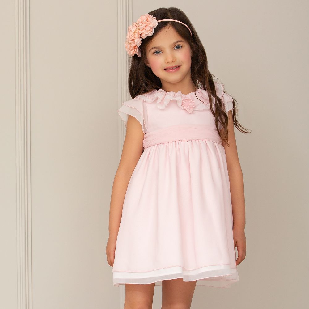 Girls pink ruffle best sale dress