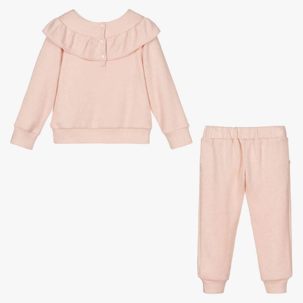 Patachou-تراكسوت جيرسي مزين بكشكش لون زهري للبنات | Childrensalon Outlet