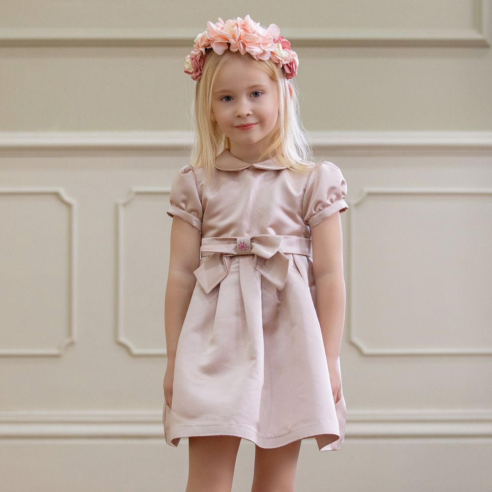 Girls pink 2025 satin dress