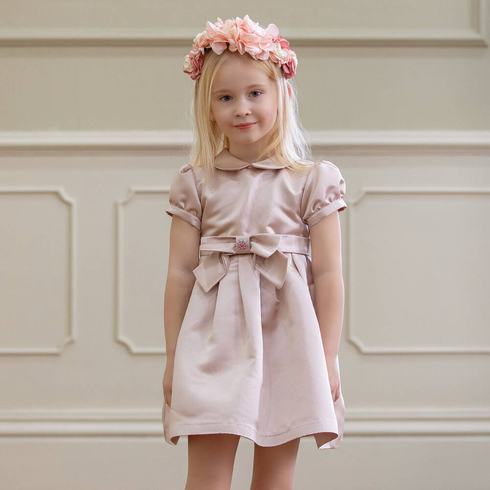 Patachou-فستان ساتان لون زهري | Childrensalon Outlet