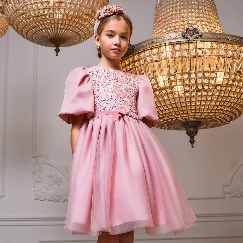 Patachou-Girls Pink Satin & Tulle Dress | Childrensalon Outlet