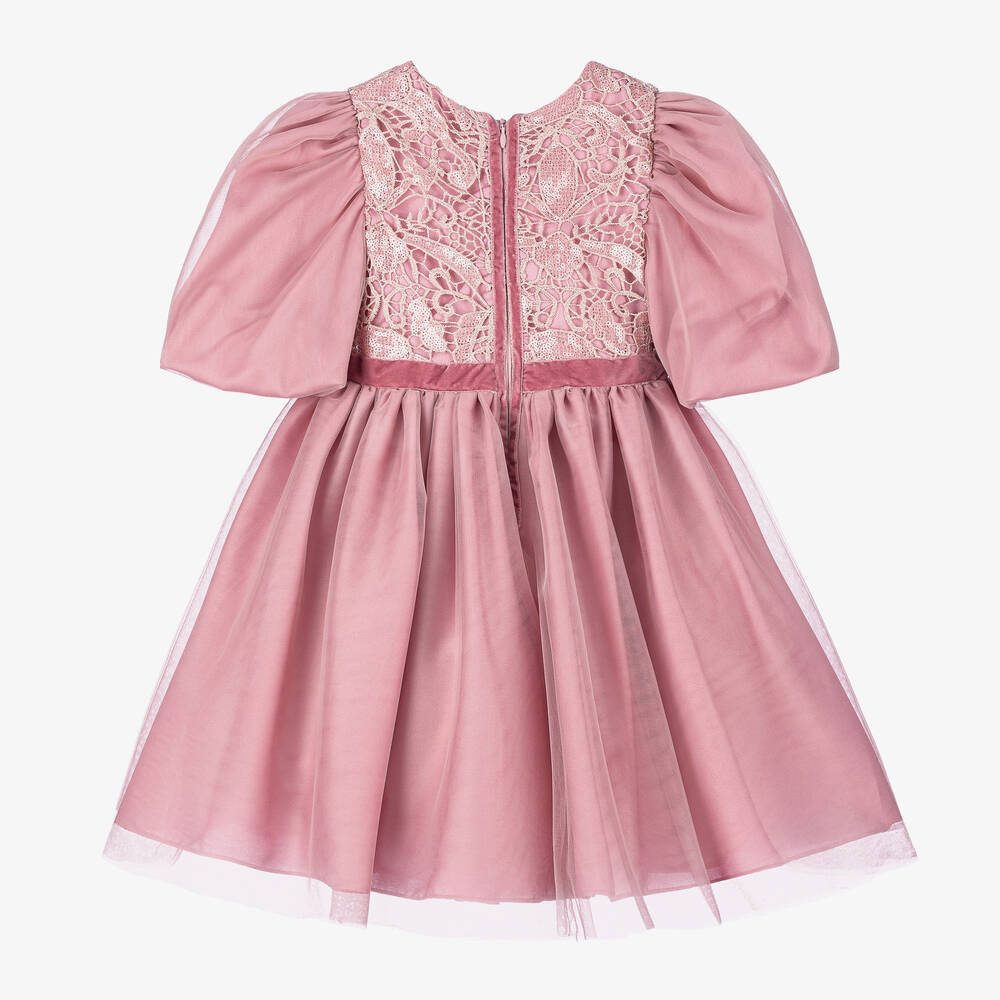 Patachou-Girls Pink Satin & Tulle Dress | Childrensalon Outlet