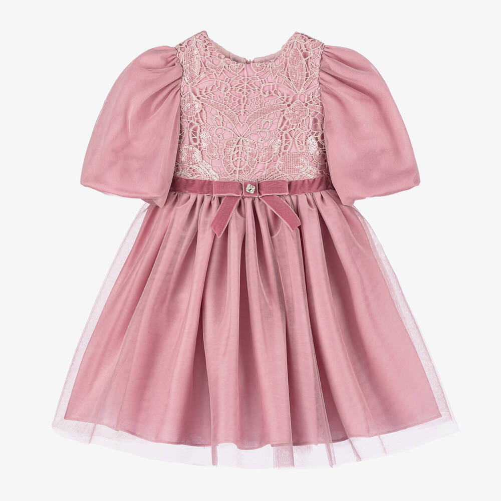 Patachou-Girls Pink Satin & Tulle Dress | Childrensalon Outlet