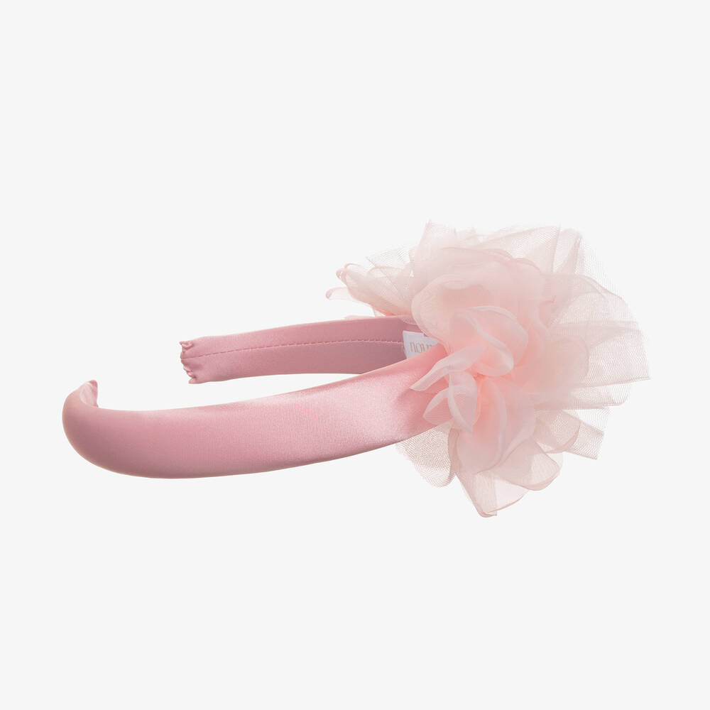 Patachou-Girls Pink Satin & Tulle Hairband | Childrensalon Outlet