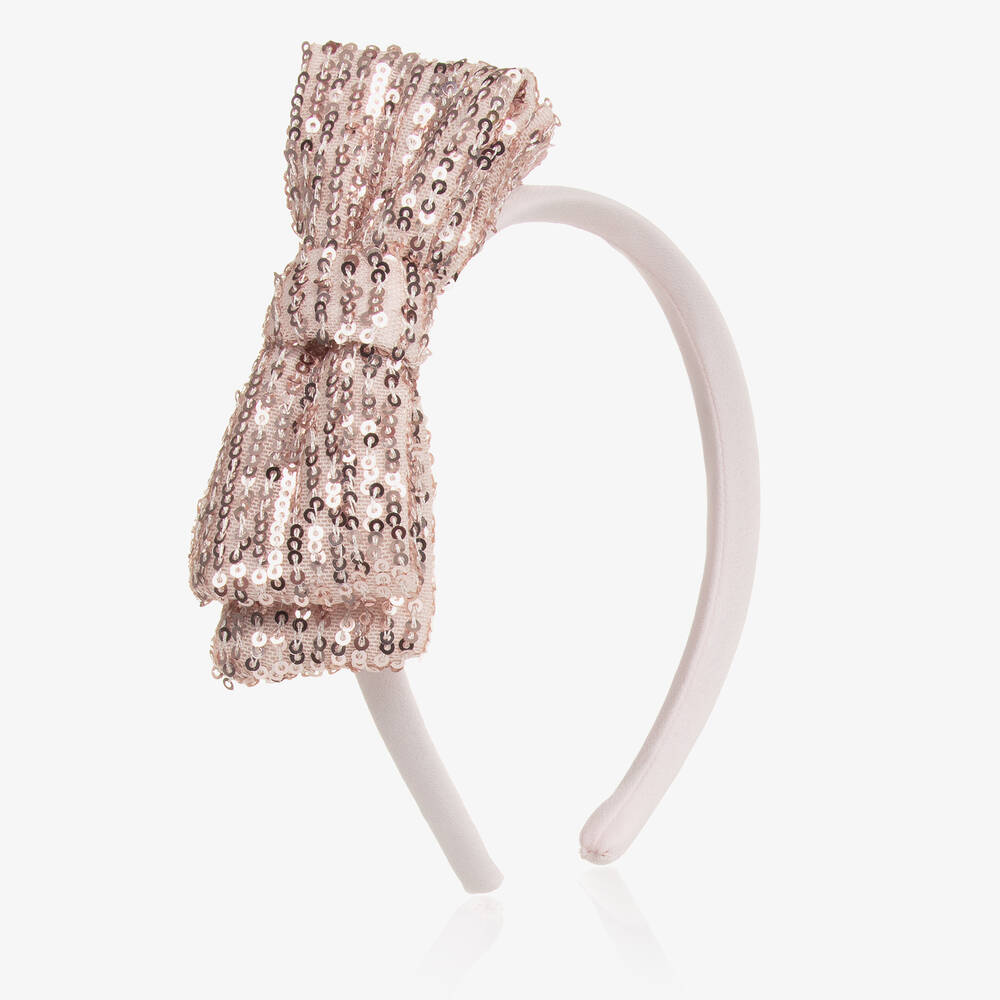 Patachou-Girls Pink Sequin Bow Hairband | Childrensalon Outlet