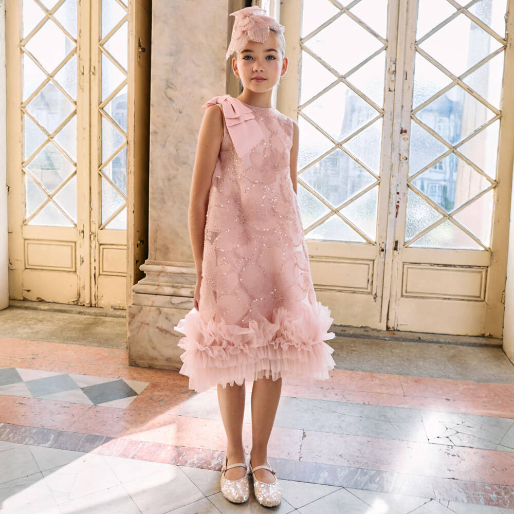 Patachou-Girls Pink Sequin Lace Dress | Childrensalon Outlet