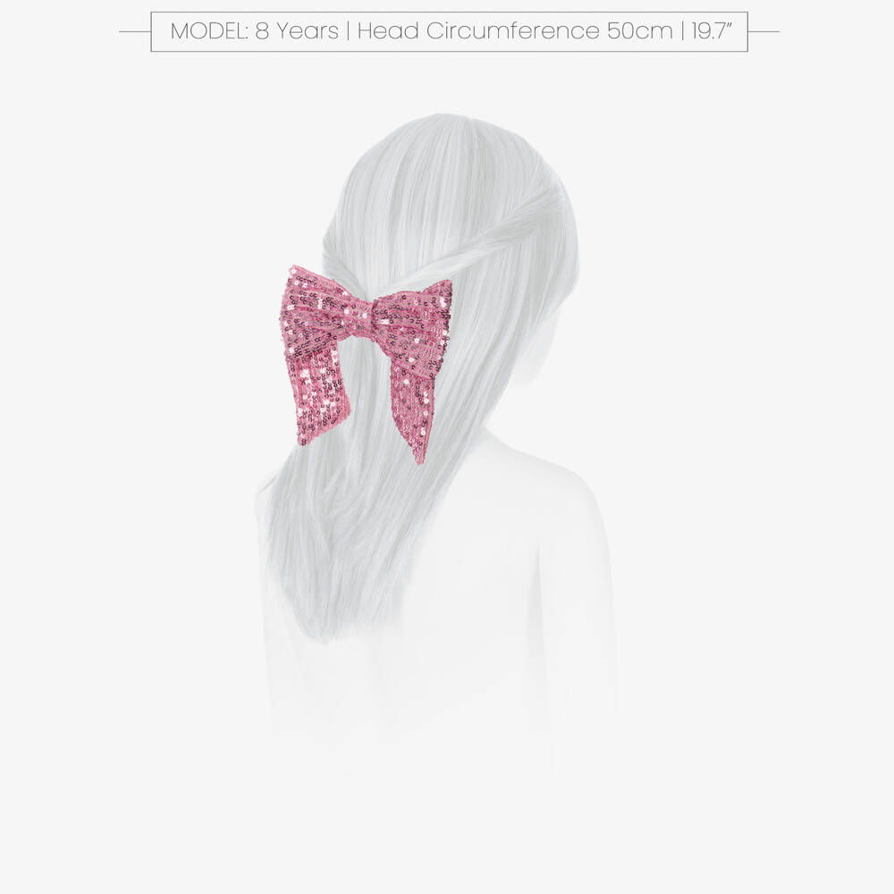 Patachou-Girls Pink Sequinned Tulle Bow Hair Clip (13.5cm) | Childrensalon Outlet