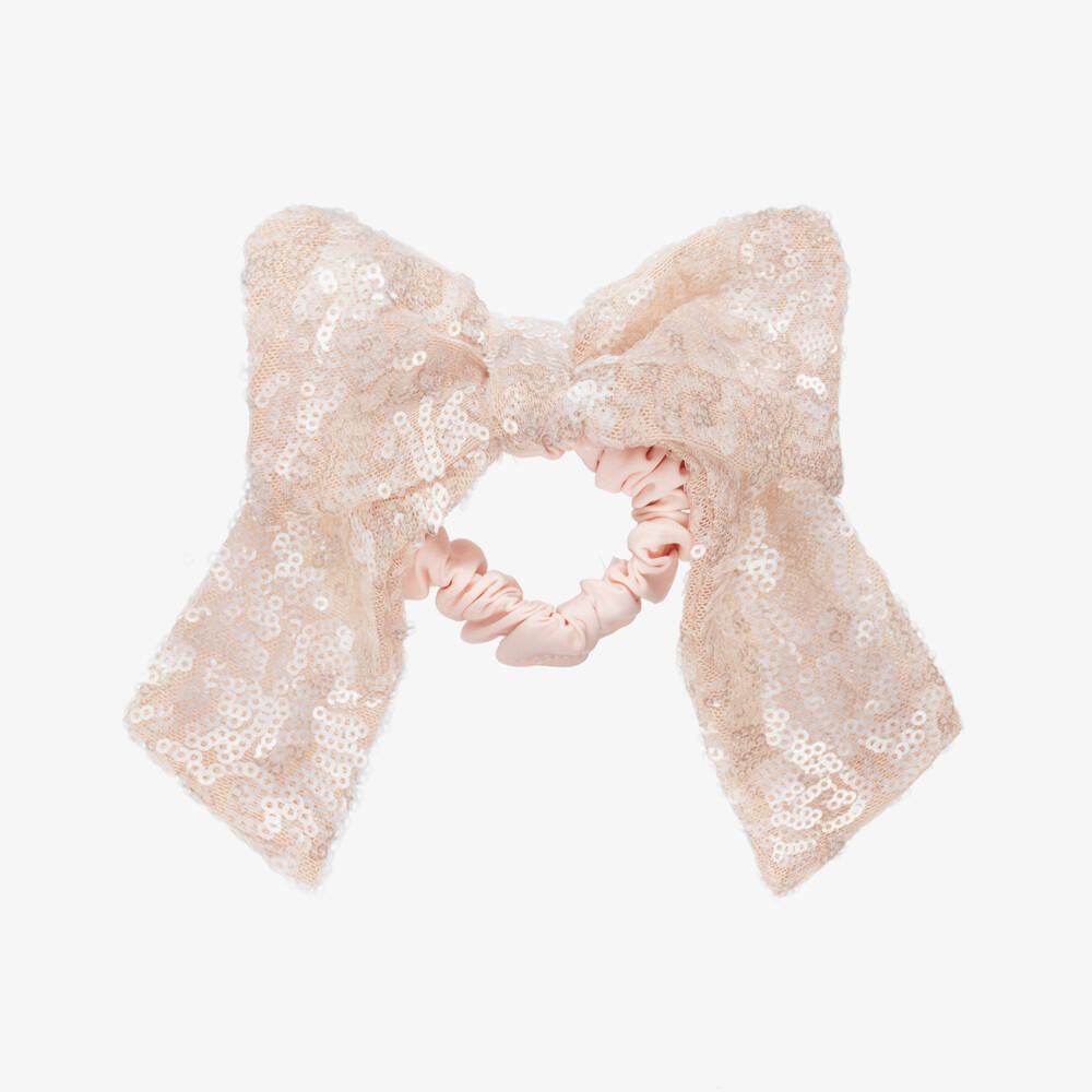 Patachou-Girls Pink Sequinned Tulle Bow Hair Scrunchie | Childrensalon Outlet