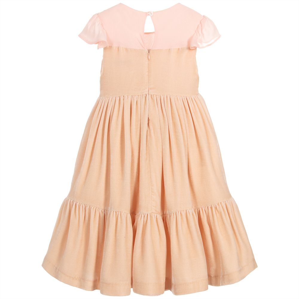 Patachou Haute Couture-Girls Pink Silk Velvet Dress | Childrensalon Outlet