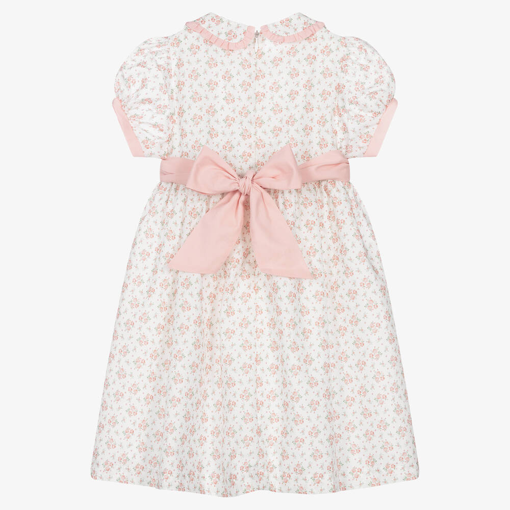 Patachou-Girls Pink Smocked Cotton Floral Dress | Childrensalon Outlet