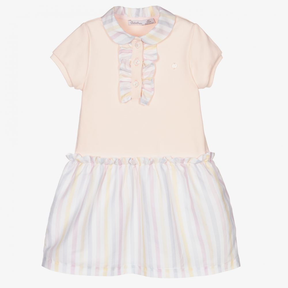 Patachou - Girls Pink Stripe Polo Dress | Childrensalon