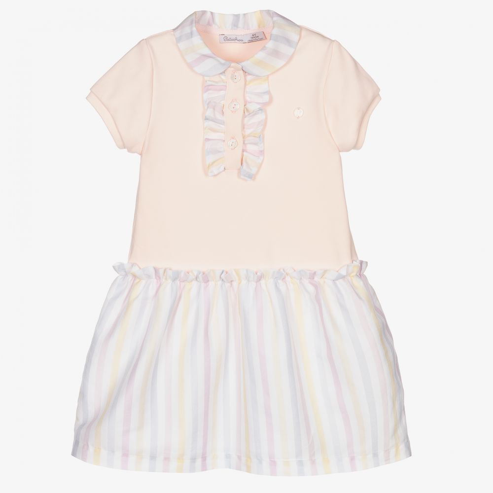 Patachou - Rosa Polokleid mit Streifen (M) | Childrensalon