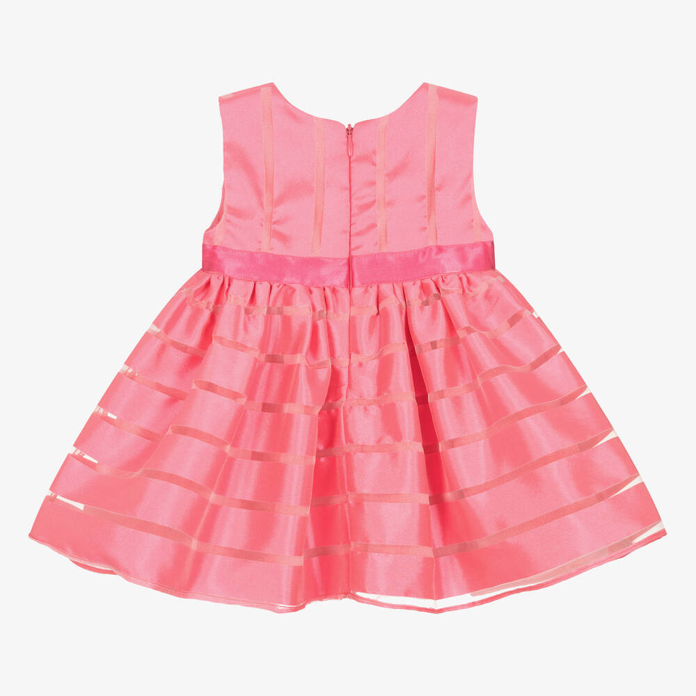 Patachou-Girls Pink Striped Satin & Organza Dress | Childrensalon Outlet