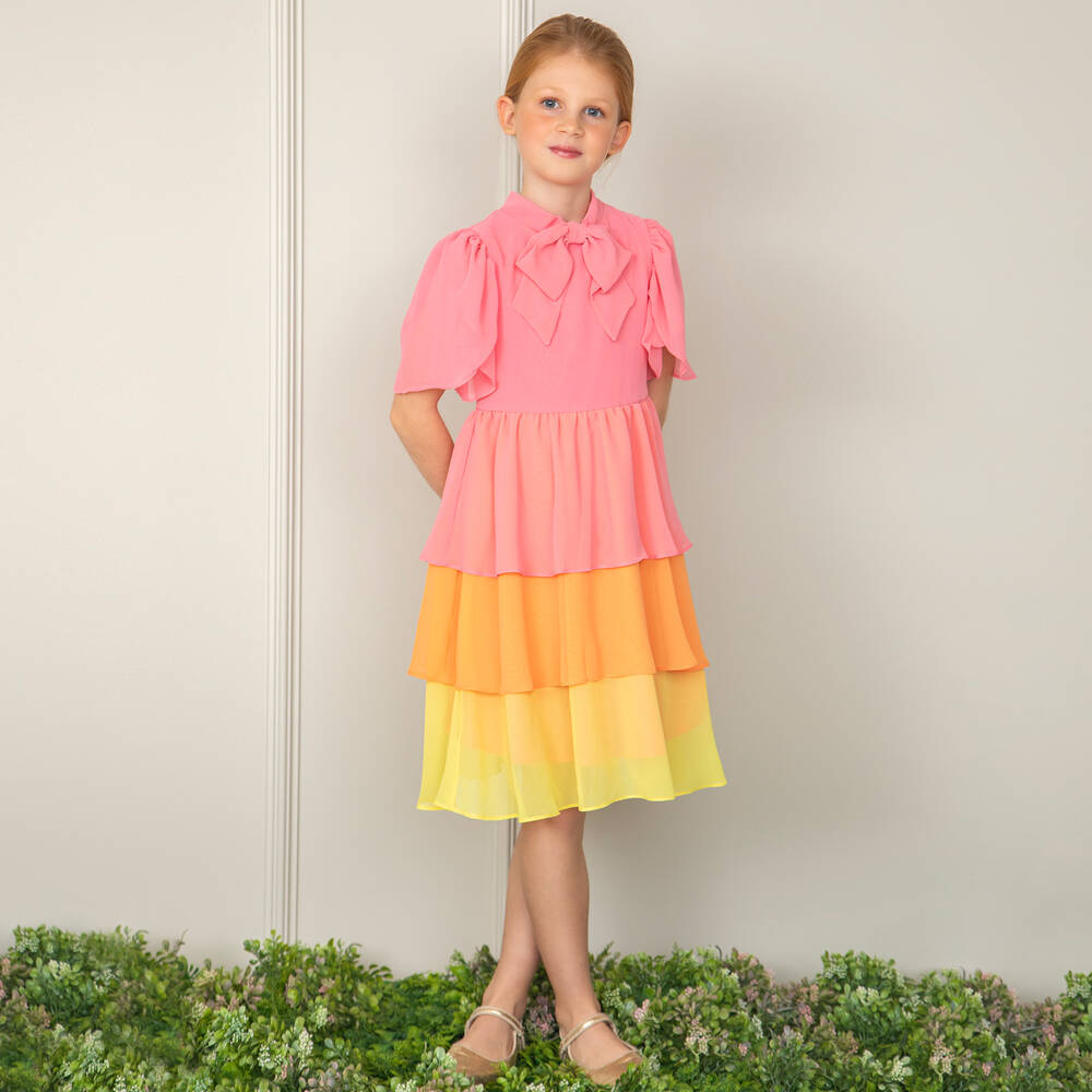 Patachou-Розовое многоярусное платье из шифона | Childrensalon Outlet