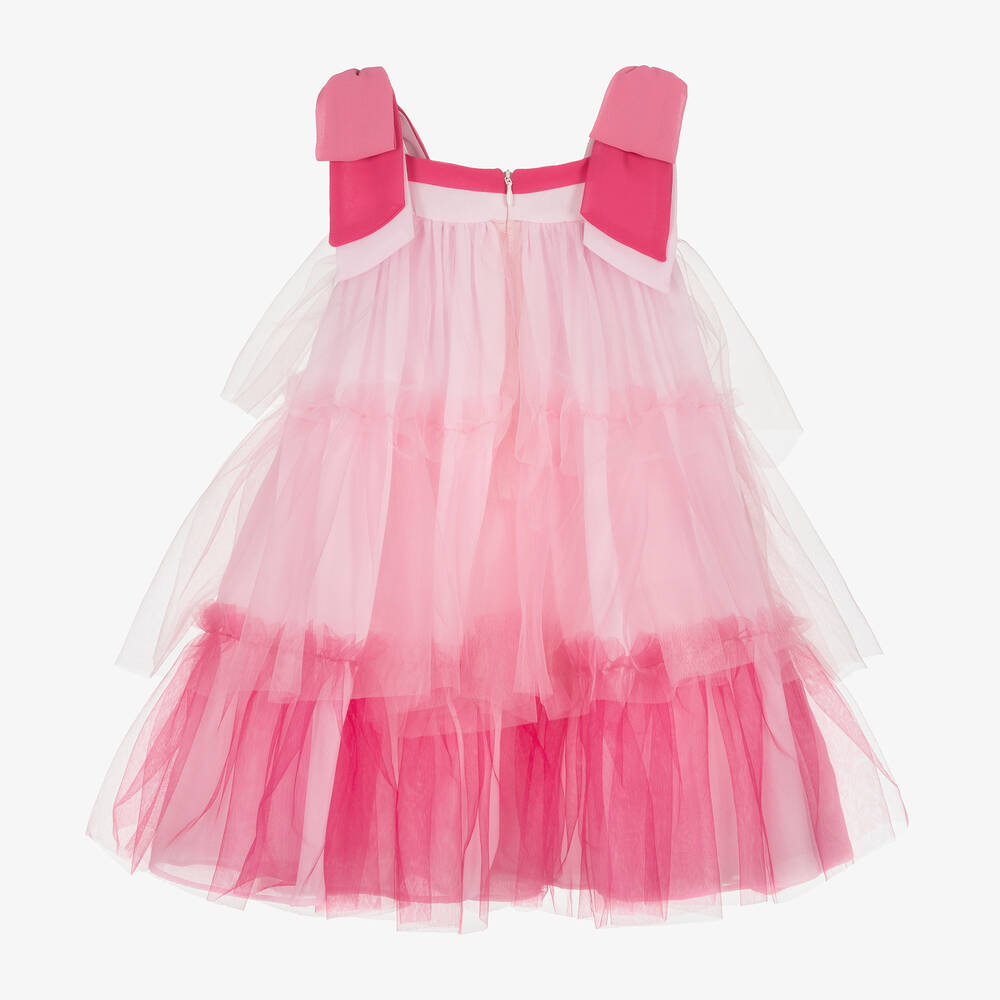 Patachou-Girls Pink Tiered Tulle Dress | Childrensalon Outlet