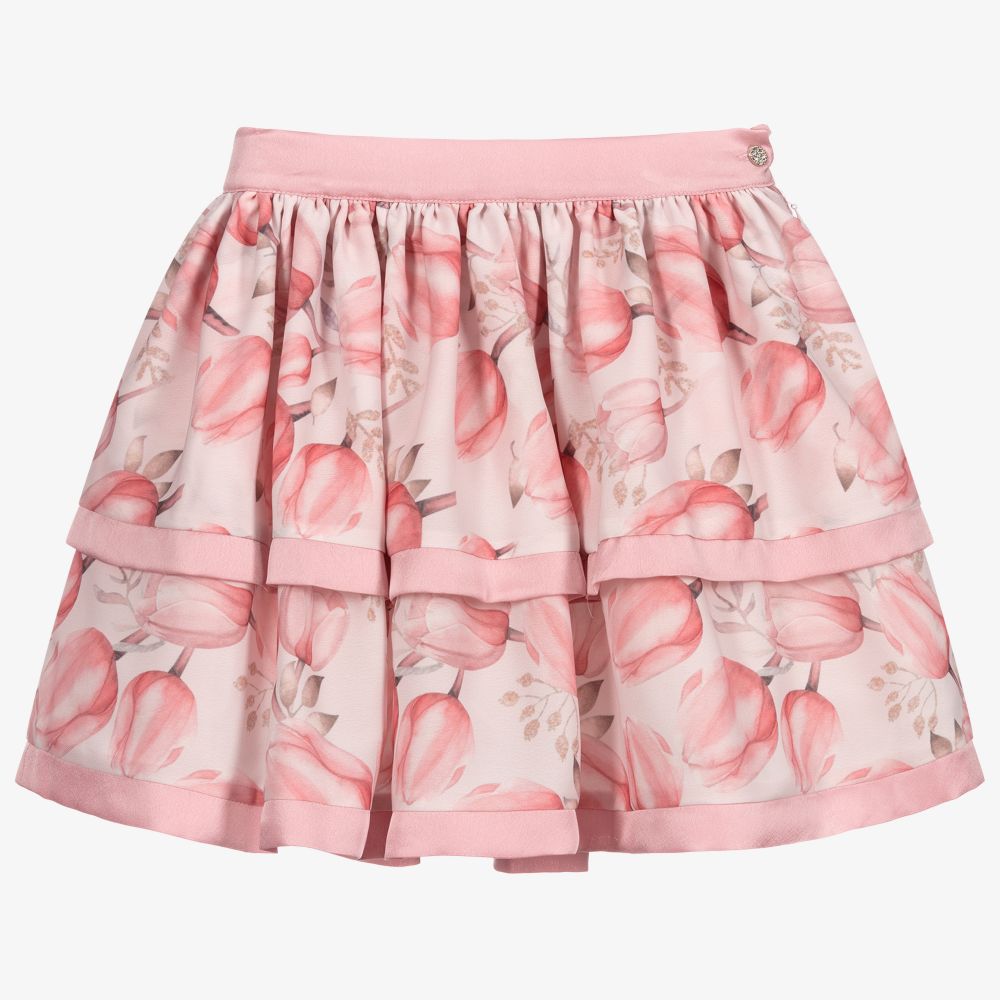 Patachou - Розовая юбка с тюльпанами для девочек | Childrensalon