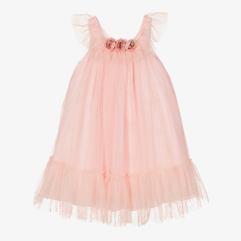 Patachou-Girls Pink Tulle Sleeveless Dress | Childrensalon Outlet