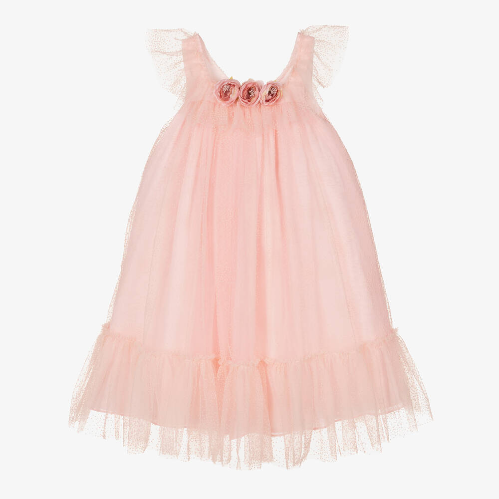 Patachou - Robe sans manches rose en tulle | Childrensalon