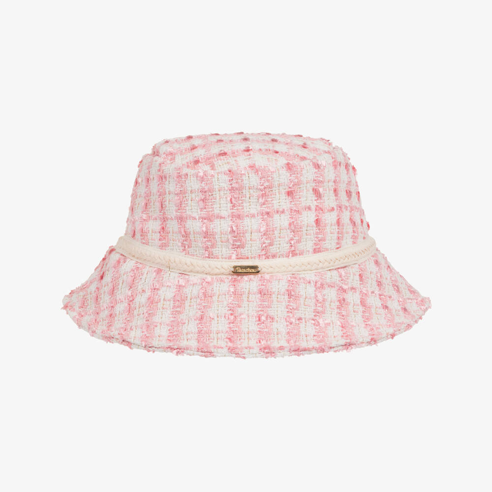 Patachou-Girls Pink Tweed Bucket Hat | Childrensalon Outlet
