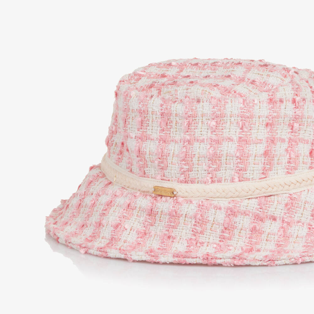 Patachou-Girls Pink Tweed Bucket Hat | Childrensalon Outlet