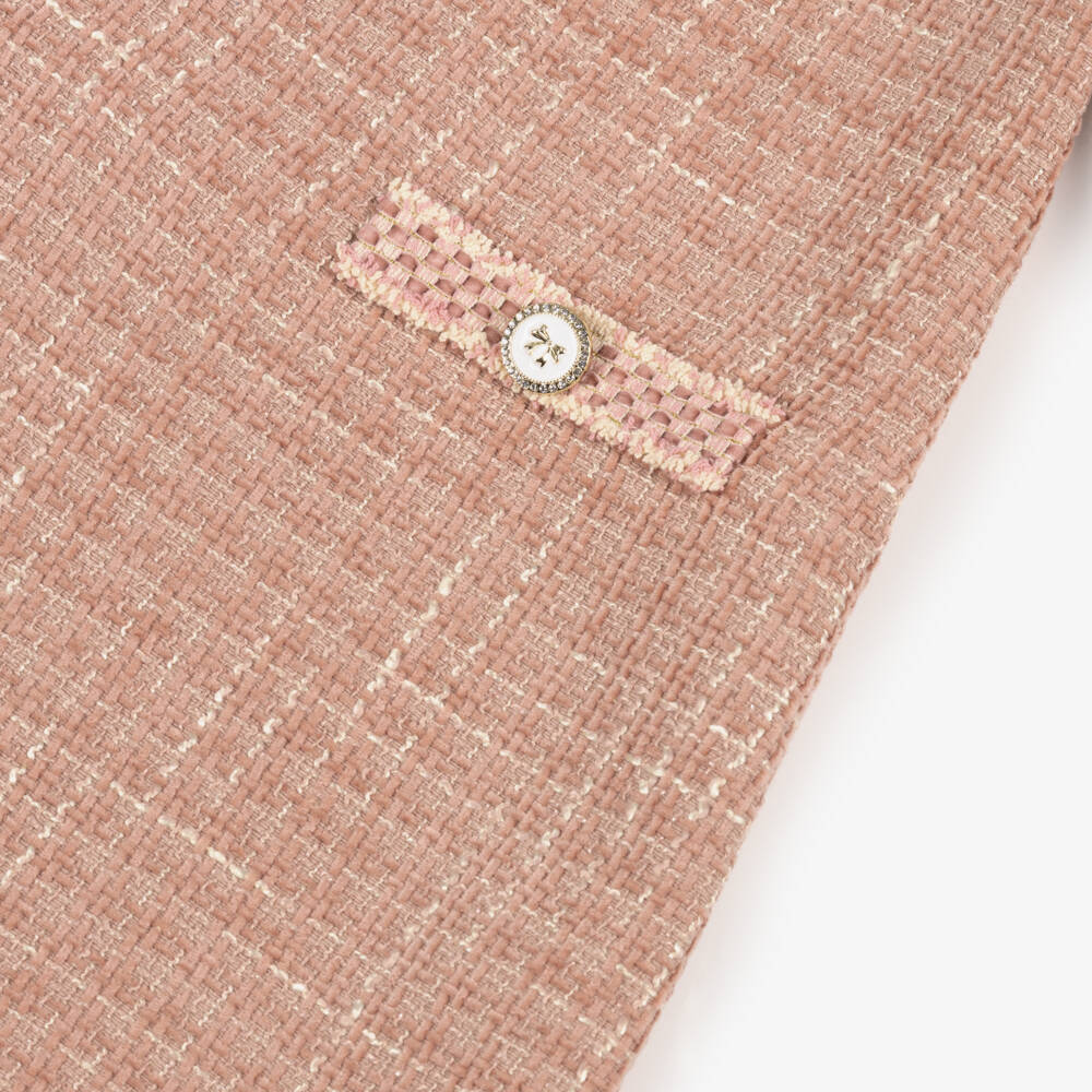 Patachou-Girls Pink Tweed Dress with Decorative Bow | Childrensalon Outlet