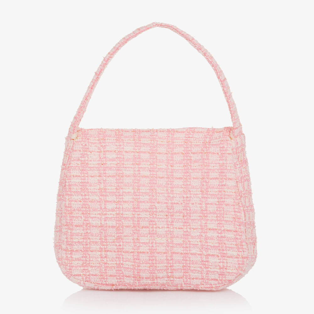 Patachou-Girls Pink Tweed Handbag with Gold Fringing (18cm) | Childrensalon Outlet