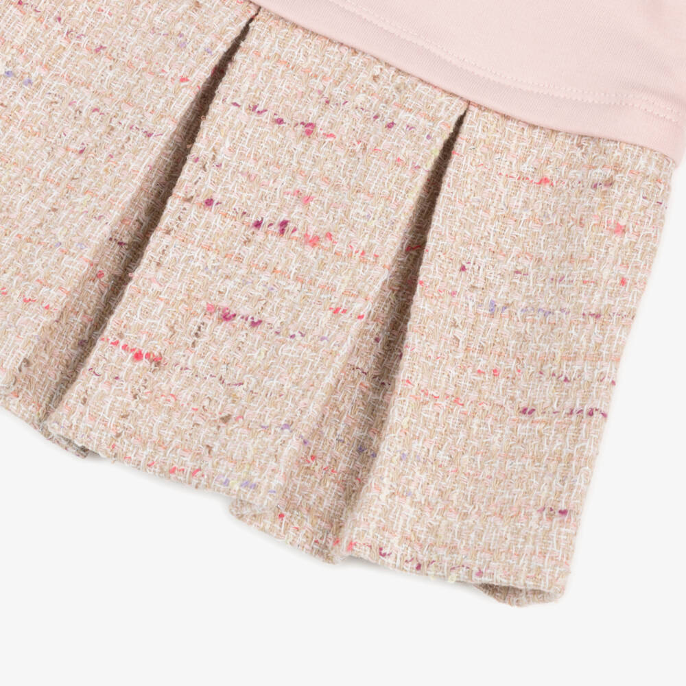 Patachou-Girls Pink Tweed Pleated Dress | Childrensalon Outlet