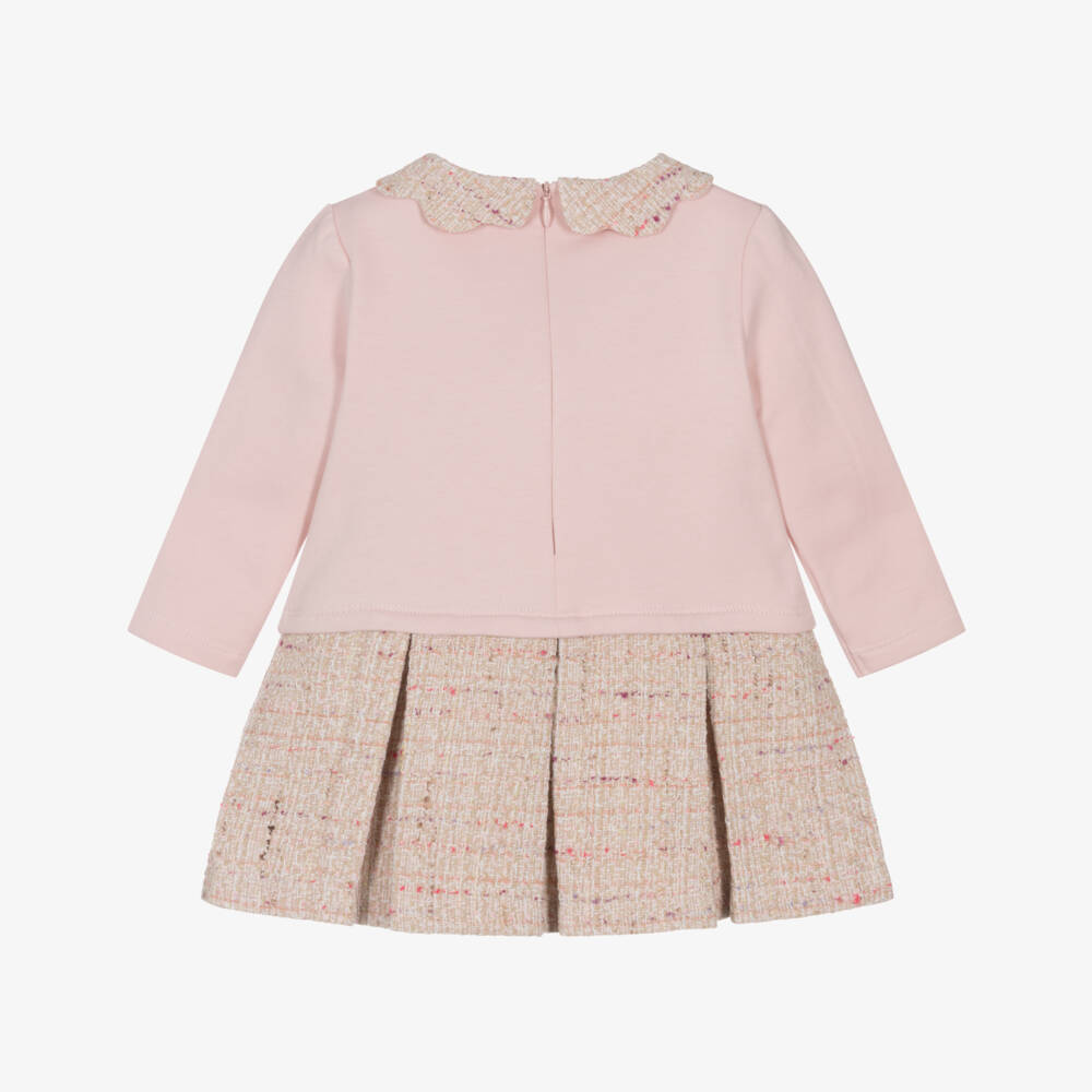 Patachou-Girls Pink Tweed Pleated Dress | Childrensalon Outlet