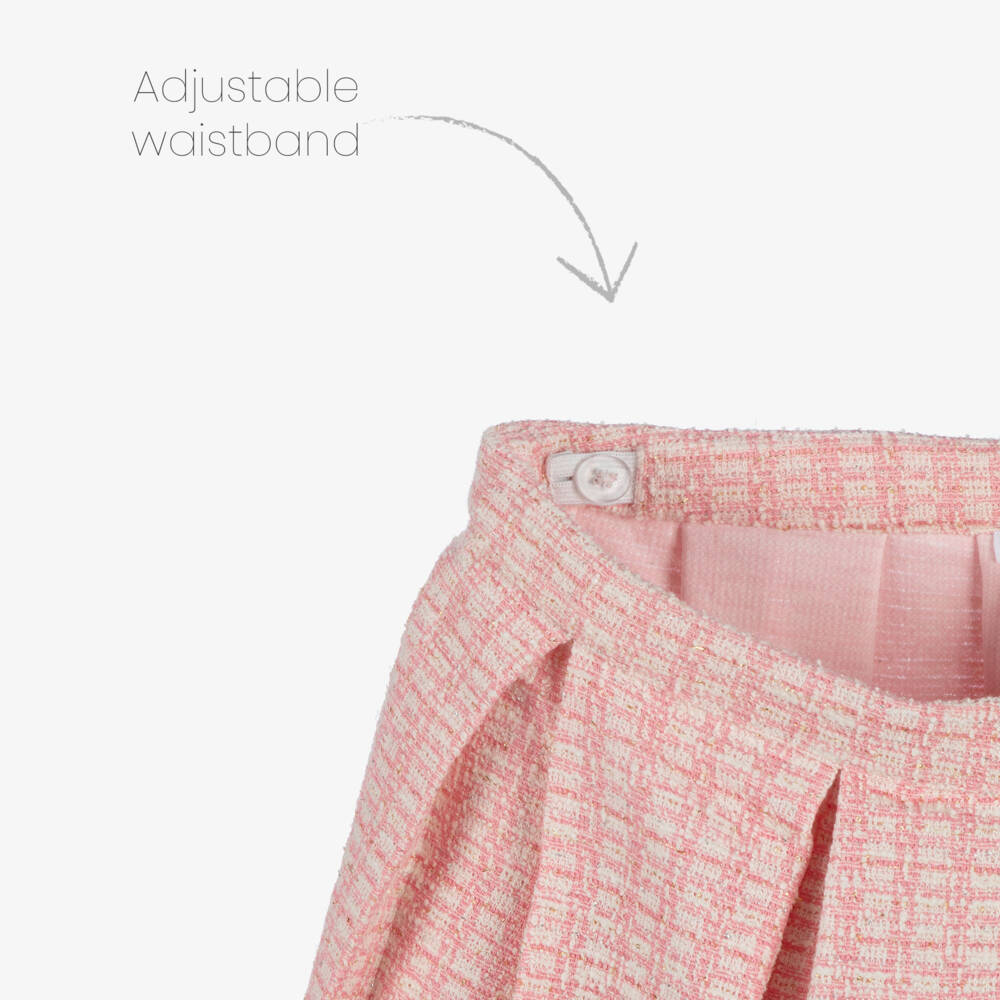 Patachou-تنورة شورت بناتي وردية من قماش التويد | Childrensalon Outlet