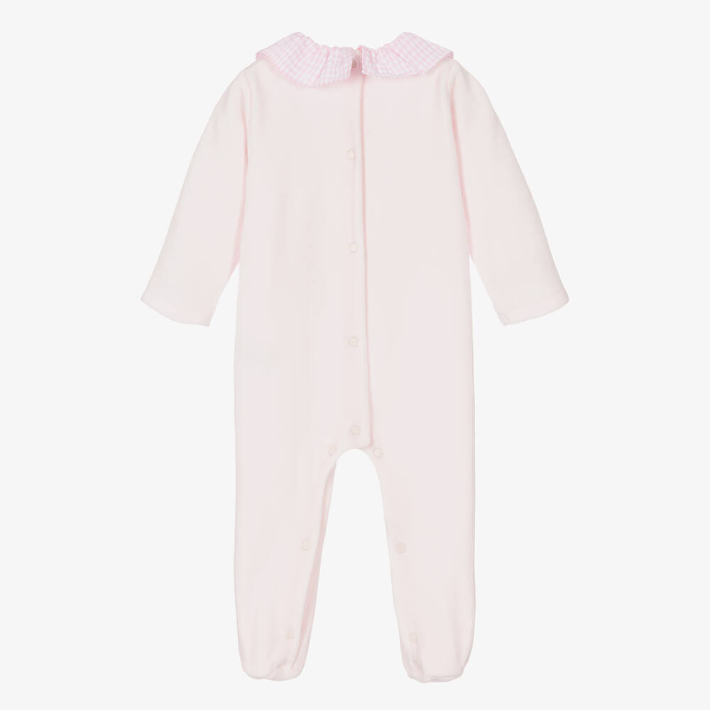 باتاشو-Girls Pink Velour Babygrow | Childrensalon Outlet