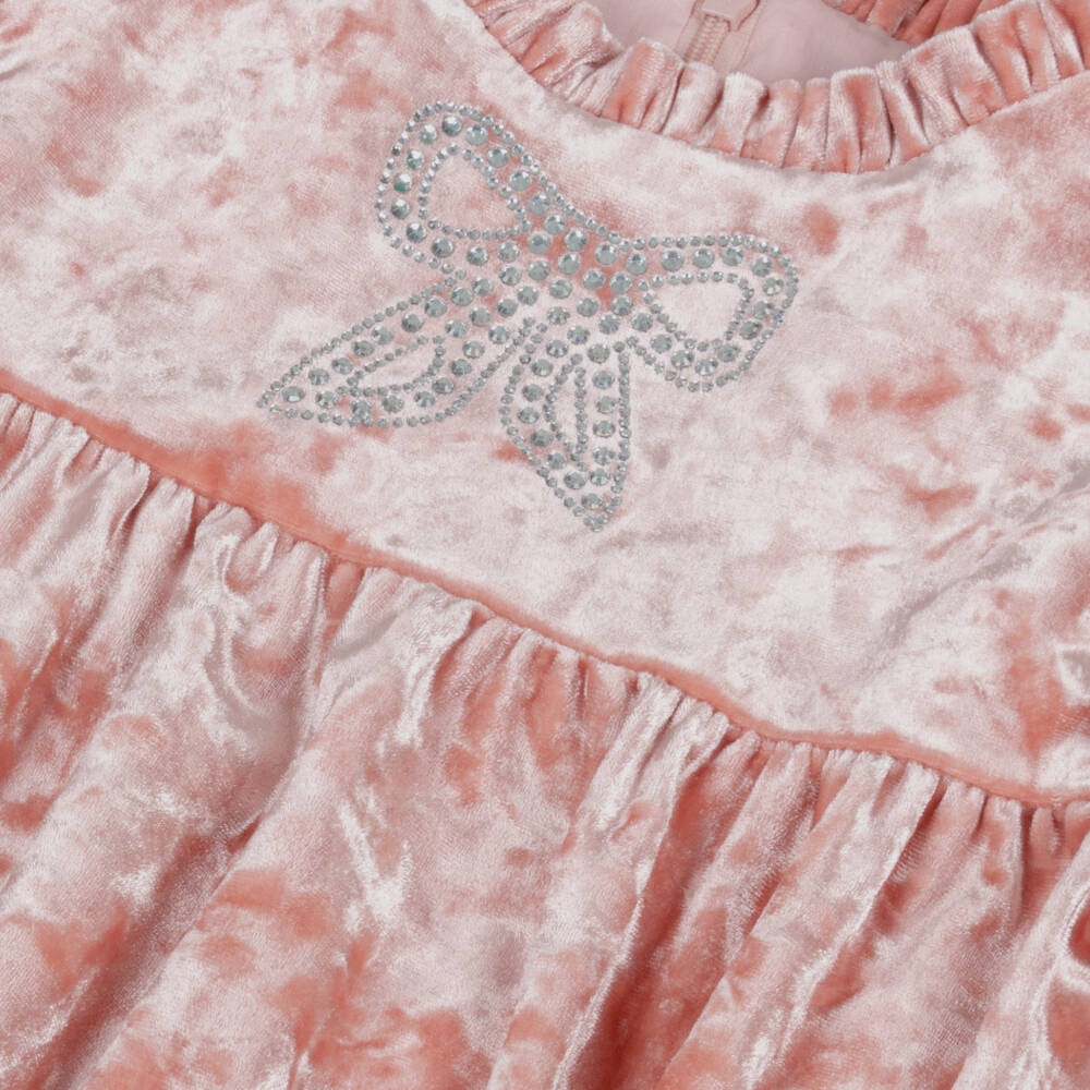 Patachou-فستان مخمل وردي للبنات مع فيونكة | Childrensalon Outlet