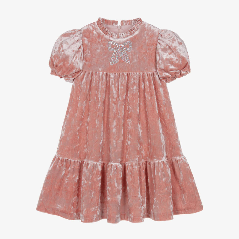 Patachou-فستان مخمل وردي للبنات مع فيونكة | Childrensalon Outlet