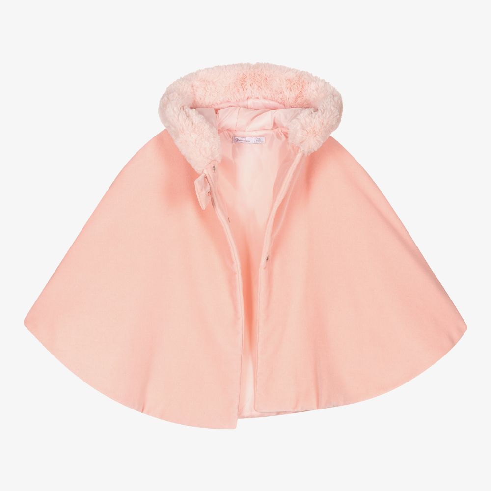Patachou-Розовый бархатный кейп с капюшоном для девочек | Childrensalon Outlet