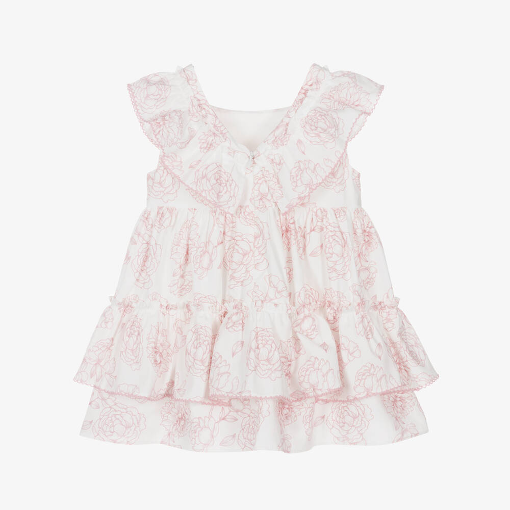 Patachou-Girls Pink & White Floral Cotton Dress | Childrensalon Outlet