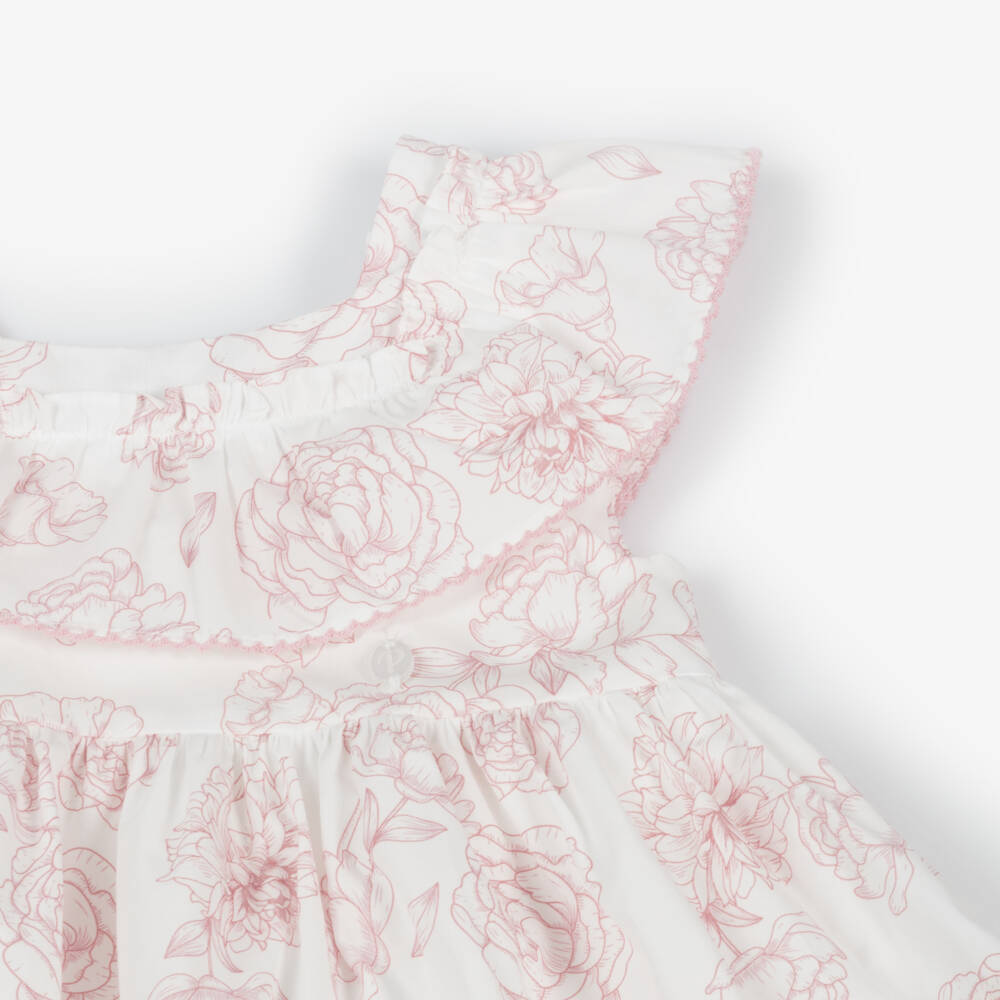 Patachou-Girls Pink & White Floral Cotton Dress | Childrensalon Outlet