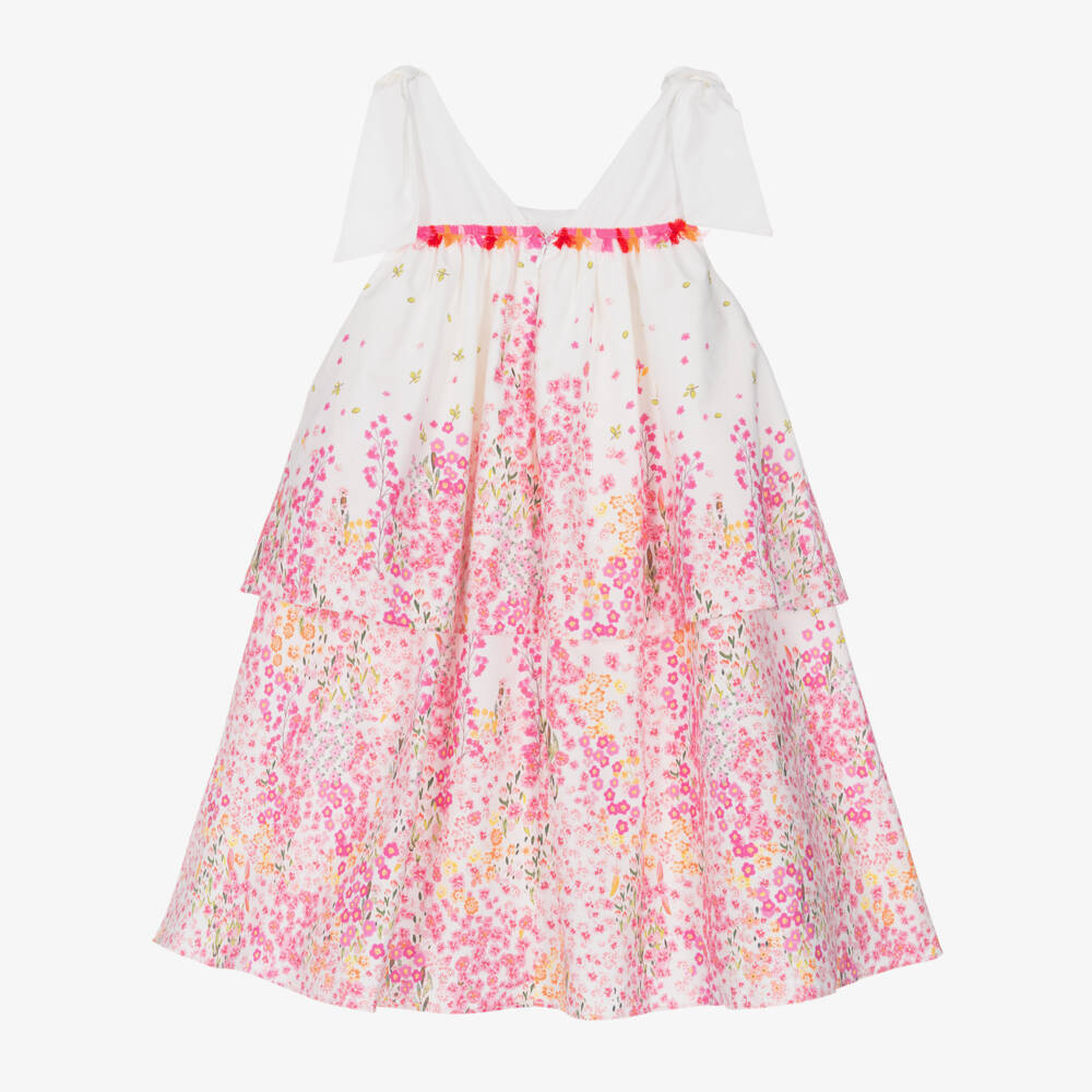 Patachou-Платье для девочек розовое с белыми цветами | Childrensalon Outlet
